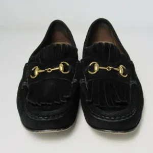 GUCCI Women's Black Suede Leather Flat Loafers 5.5