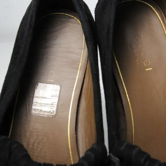 GUCCI Women's Black Suede Leather Flat Loafers 5.5