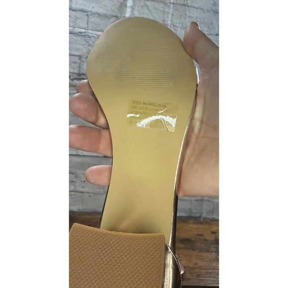 H by Halston Sz 10 Rose Gold Adjustable Ankle Strap Vegan Leather Sandal NWT