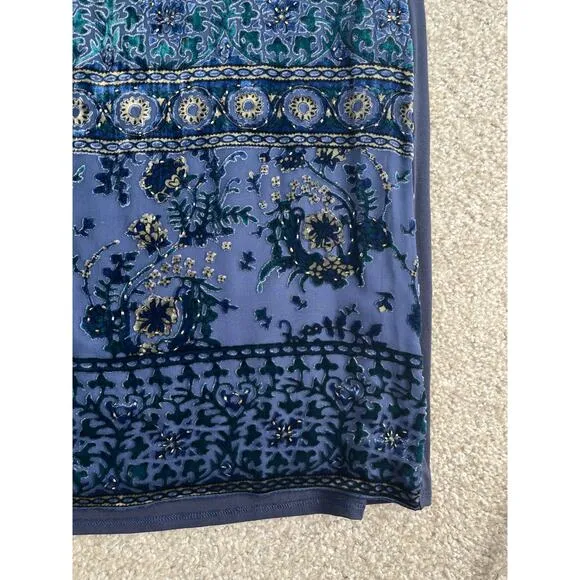 Hale Bob Floral Silk Velvet Burnout Dress Embroidered Beaded Womens Size Small