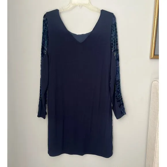 Hale Bob Floral Silk Velvet Burnout Dress Embroidered Beaded Womens Size Small