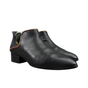 Halogen Shoes Womens 8.5 Booties Leather Classic Cutout Slip On Block Heel Biker