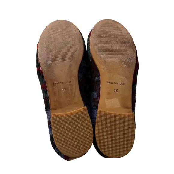 Handmade Multicolor Kilim Wool Southwestern Slip On Loafer Shoes Womens Size 9