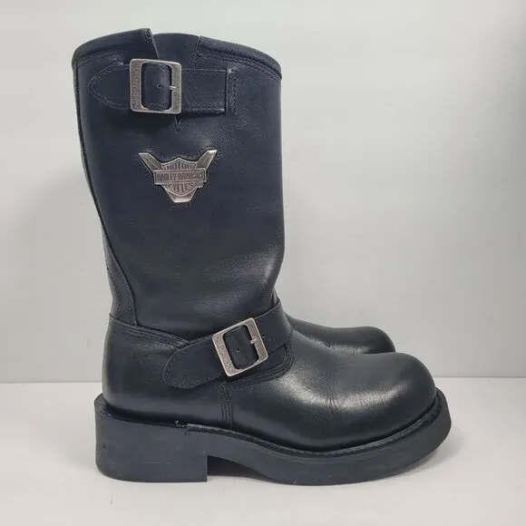 Harley-Davidson Mega Conductor Men's Black Leather Motorcycle Boots US Size 8.5