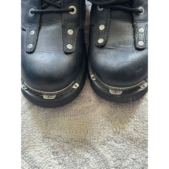 HARLEY DAVIDSON‎ Rugged Black Leather Boots W/ Metal Accents - Durable &amp;…