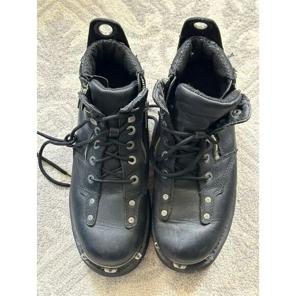 HARLEY DAVIDSON‎ Rugged Black Leather Boots W/ Metal Accents - Durable &amp;…