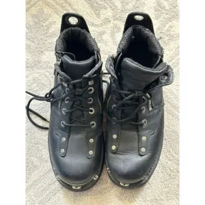 HARLEY DAVIDSON‎ Rugged Black Leather Boots W/ Metal Accents - Durable &amp;…
