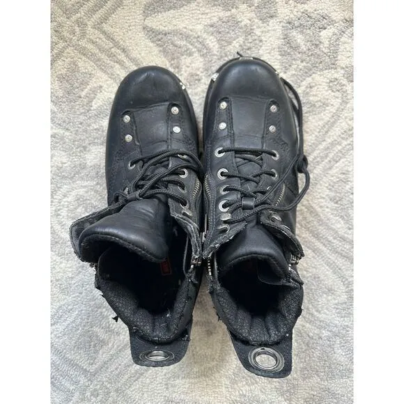 HARLEY DAVIDSON‎ Rugged Black Leather Boots W/ Metal Accents - Durable &amp;…