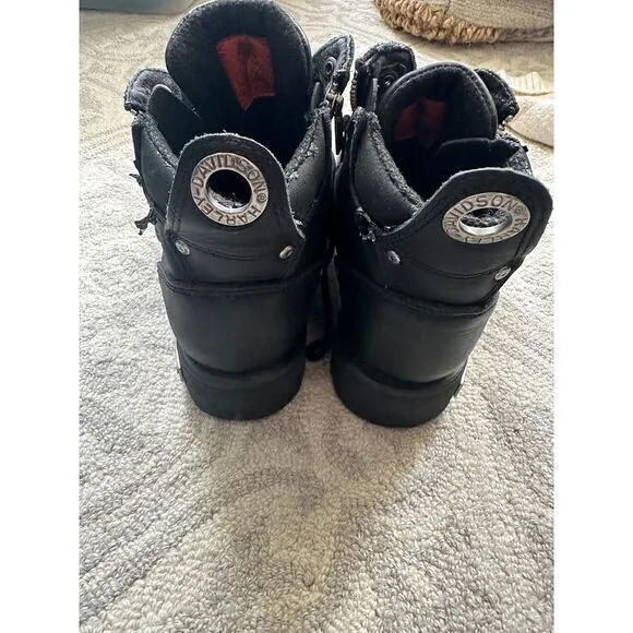 HARLEY DAVIDSON‎ Rugged Black Leather Boots W/ Metal Accents - Durable &amp;…