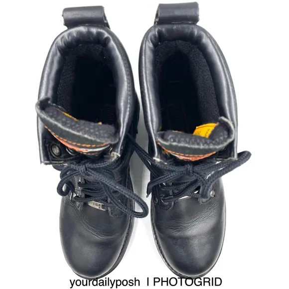 Harley Davidson vintage 90s black leather women’s lug sole lace-up boots US 6.5