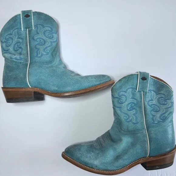 Harley Davidson Womens Size 8 M Turquoise Blue Western Cowboy Cowgirl Boots Moto