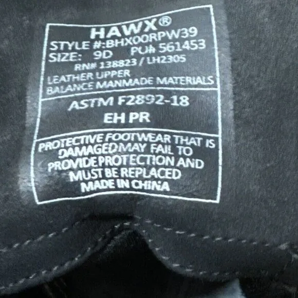 Hawx 6&quot;‎ Grade Work Soft Toe Work Boot Black Men's Size 9D Black