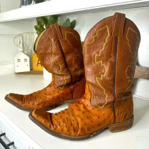 Herrera Boot Co Full Quill Ostrich Western Cowboy Boots Men's Size 10 D