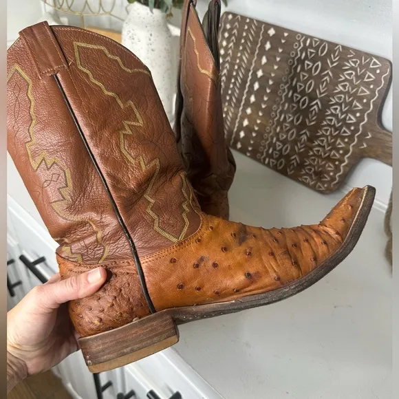 Herrera Boot Co Full Quill Ostrich Western Cowboy Boots Men's Size 10 D