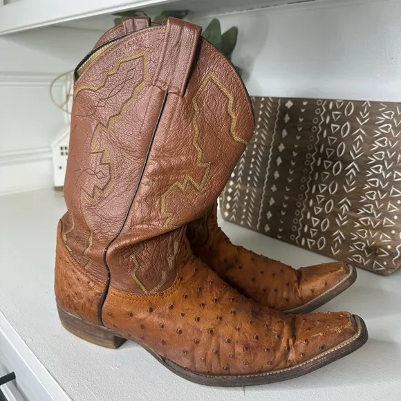 Herrera Boot Co Full Quill Ostrich Western Cowboy Boots Men's Size 10 D