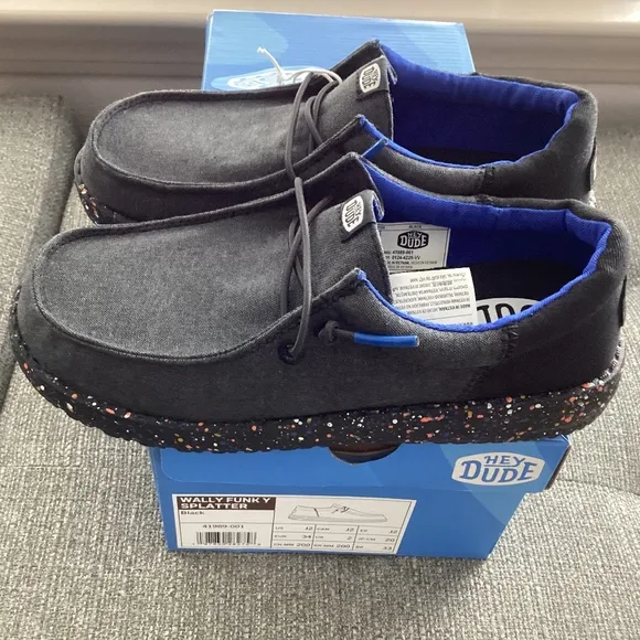 Hey Dude Little Kids Wally Funk Splatter Casual Moccasin Sneakers, size 2
