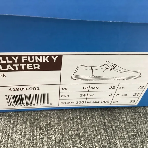 Hey Dude Little Kids Wally Funk Splatter Casual Moccasin Sneakers, size 2