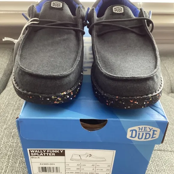 Hey Dude Little Kids Wally Funk Splatter Casual Moccasin Sneakers, size 2