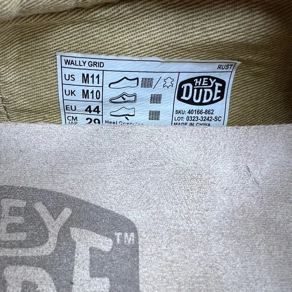 Hey Dude Shoes Wally Grid Men's Size 11 Rust Slip On Casual Boat Shoes