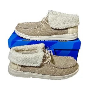 Hey Dude Wendy Fold Brushed Cozy Shoes Ivory beige women’s size 10 NWT