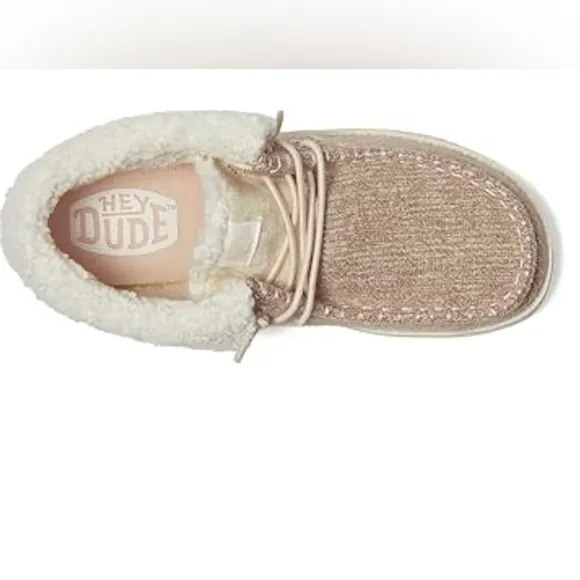 Hey Dude Wendy Fold Brushed Cozy Shoes Ivory beige women’s size 10 NWT