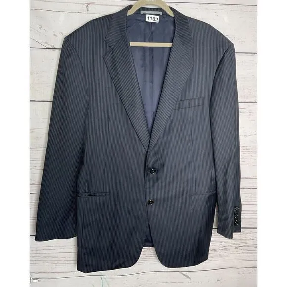 Hickey Freeman Loro Piana Tasmanian Super 130's Wool Blazer Jacket Coat 44R Gray