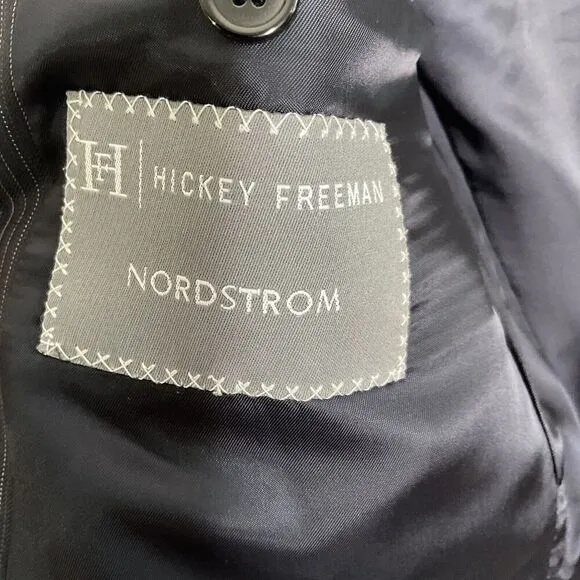 Hickey Freeman Loro Piana Tasmanian Super 130's Wool Blazer Jacket Coat 44R Gray