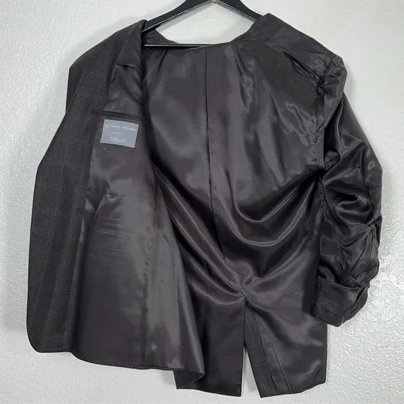 Hickey Freeman x Dillards 100% Worsted Wool Blazer Brown Tonal Check Men's 44S