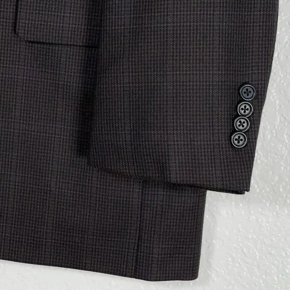 Hickey Freeman x Dillards 100% Worsted Wool Blazer Brown Tonal Check Men's 44S