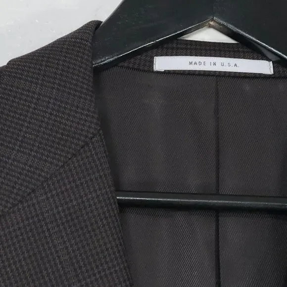 Hickey Freeman x Dillards 100% Worsted Wool Blazer Brown Tonal Check Men's 44S