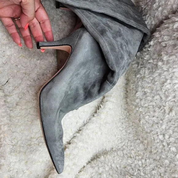 Hobbs London Gray Suede Leather Tall Slip-on   Pointed Toe Boots sz‎ 38