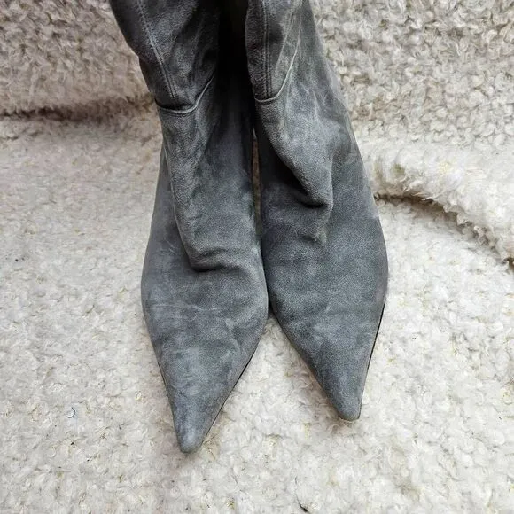 Hobbs London Gray Suede Leather Tall Slip-on   Pointed Toe Boots sz‎ 38