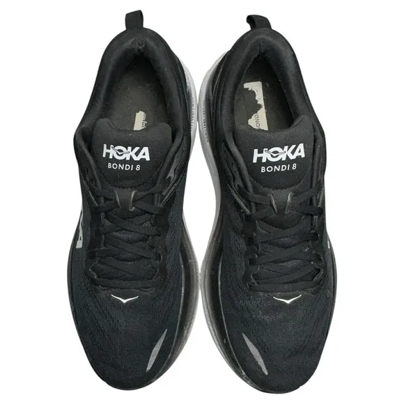 HOKA Men's Size 11.5 D  Black White Bondi 8 Running Shoes Sneakers