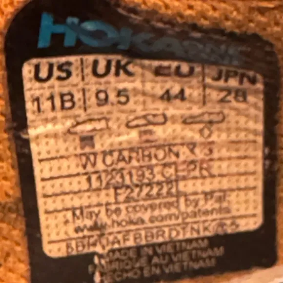 Hoka One Carbon X 3 Sneakers Men's Size 11B Running Shoes 2 Tone Color 1123193