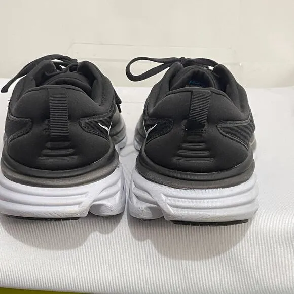 Hoka One One Bondi 8 Running Shoes Mens 10 D Wide Black White Trainers Sneakers