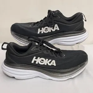 Hoka One One Bondi 8 Running Shoes Mens 10 D Wide Black White Trainers Sneakers