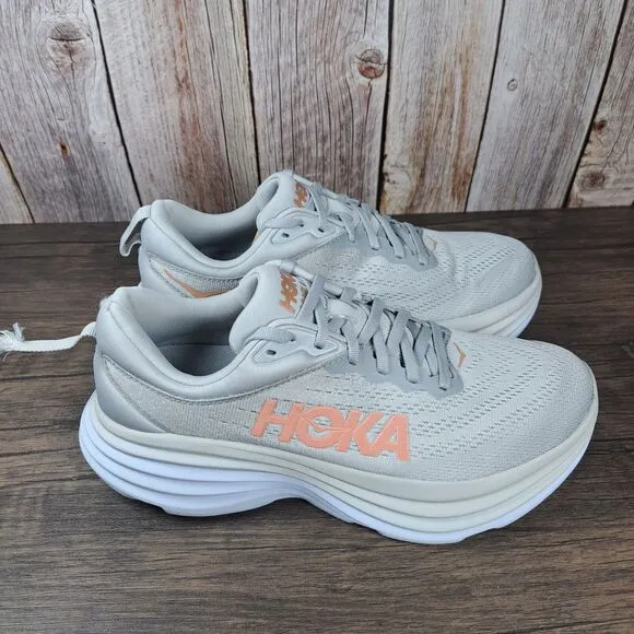 Hoka One One Bondi 8 Running Shoes Women's Sz 8.5 B Harbor Mist Lunar Rock