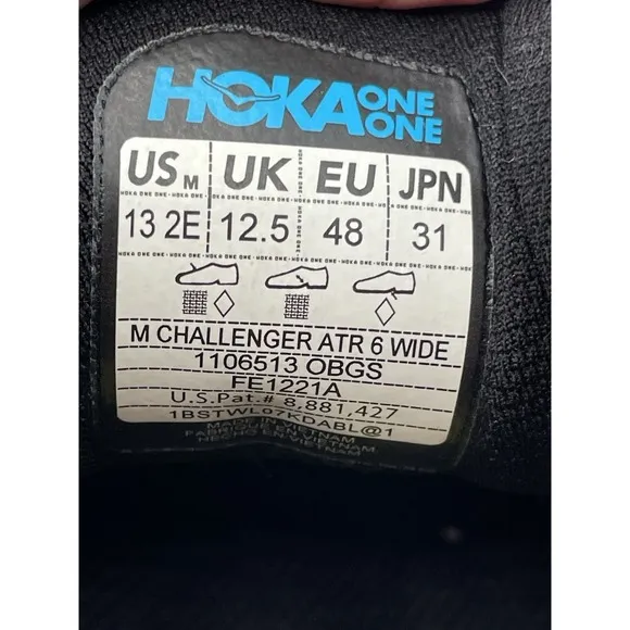 HOKA ONE ONE Challenger ATR 6 Shoes Mens Size 13 2E Wide Running Trail Sneakers