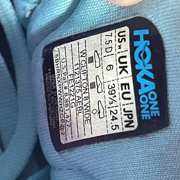 Hoka One One Clifton 8 Women’s Size 7.5D Wide Blue Running Athletic Shoes