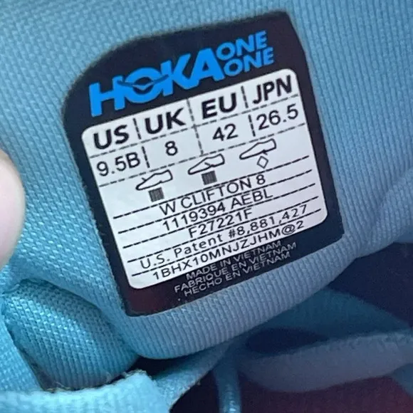 Hoka One One Clifton 8 Womens Size 9.5 Blue Running Shoes Athletic Sneakers