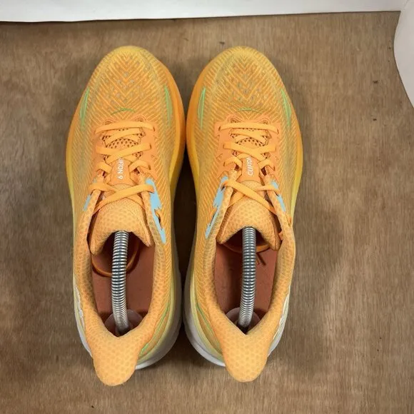 Hoka One One Clifton 9 Men Size 9.5 Orange Running Shoes Sneakers