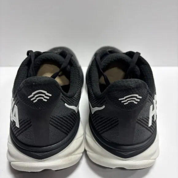 Hoka One One Men’s Clifton 9 Black/White Running Shoes, Size 11.5 Wide