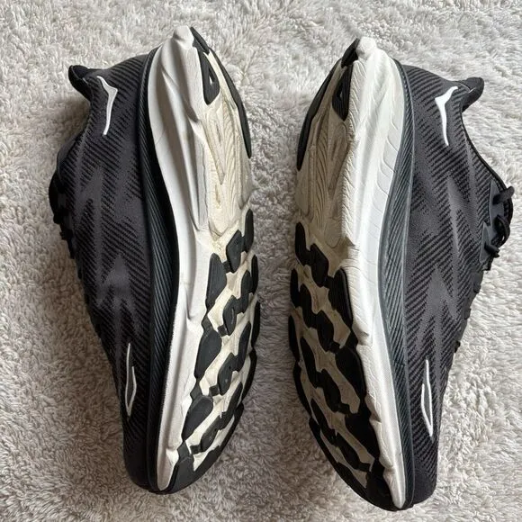 Hoka One One Clifton Black white 1127895-BWHT Running Shoes Mens wide 12.5 D