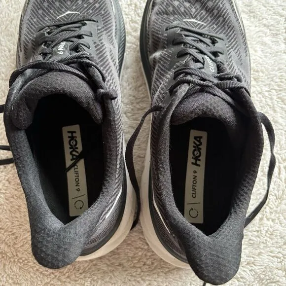 Hoka One One Clifton Black white 1127895-BWHT Running Shoes Mens wide 12.5 D