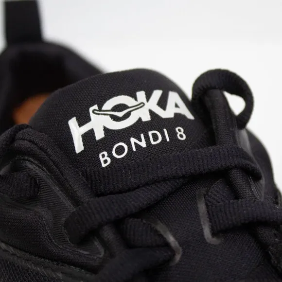 Hoka Women's Bondi 8 Sneaker, Black/White, 8.5 Wide