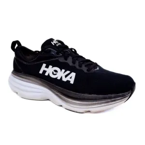 Hoka Women's Bondi 8 Sneaker, Black/White, 8.5 Wide