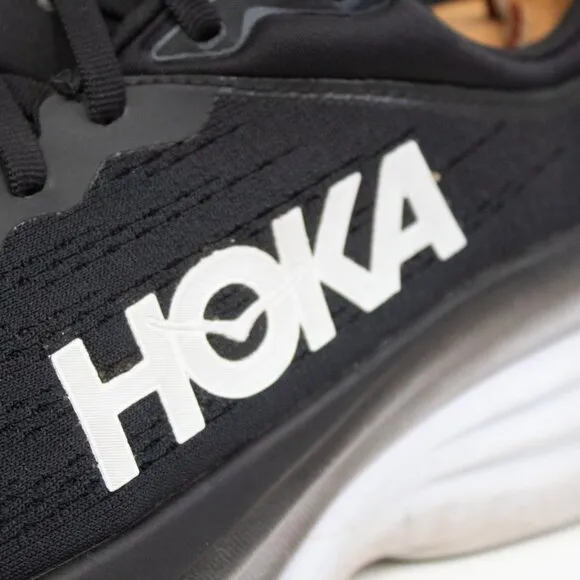 Hoka Women's Bondi 8 Sneaker, Black/White, 8.5 Wide