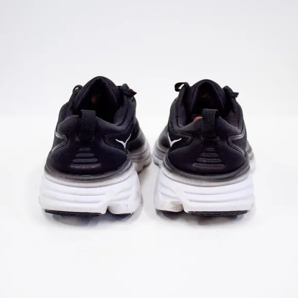 Hoka Women's Bondi 8 Sneaker, Black/White, 8.5 Wide