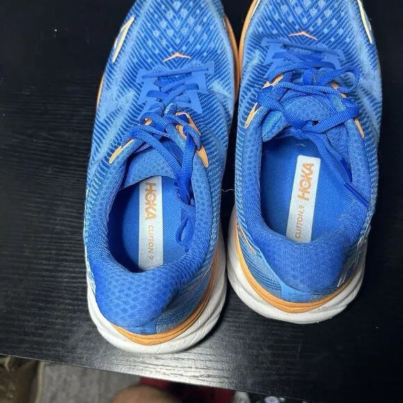 Hoka Clifton 9 Mens Size 11.5 2E Wide Blue Running Shoes Sneakers