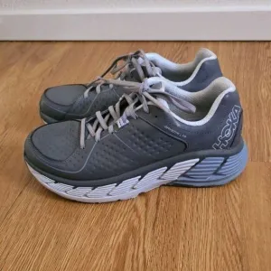 HOKA ONE GAVIOTA LTR  Gray Leather Running Shoes Size 8 D Wide